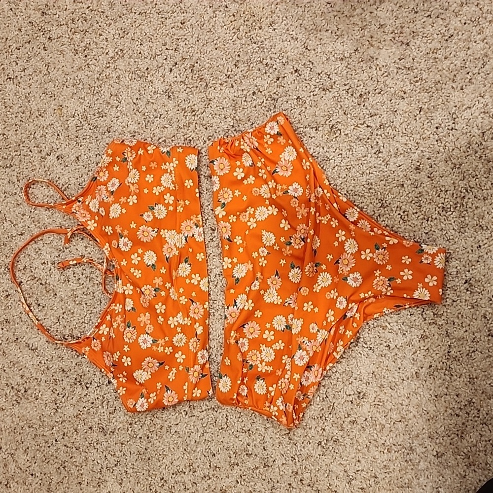Orange flower Bathing Suit